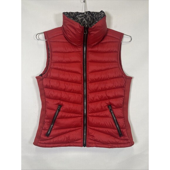 Greenlander Jackets & Blazers - Greenlander Reversible Puffy Vest Women's Petite Medium Red Animal Print EUC